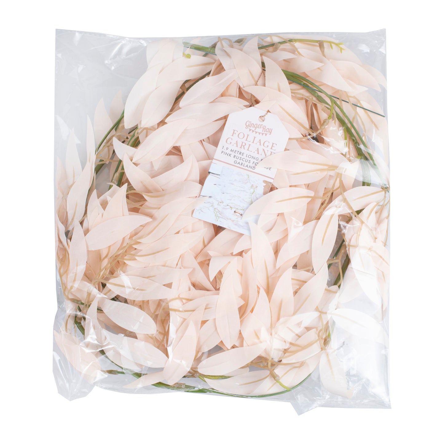 Pink Ruscus and Green Foliage Garland