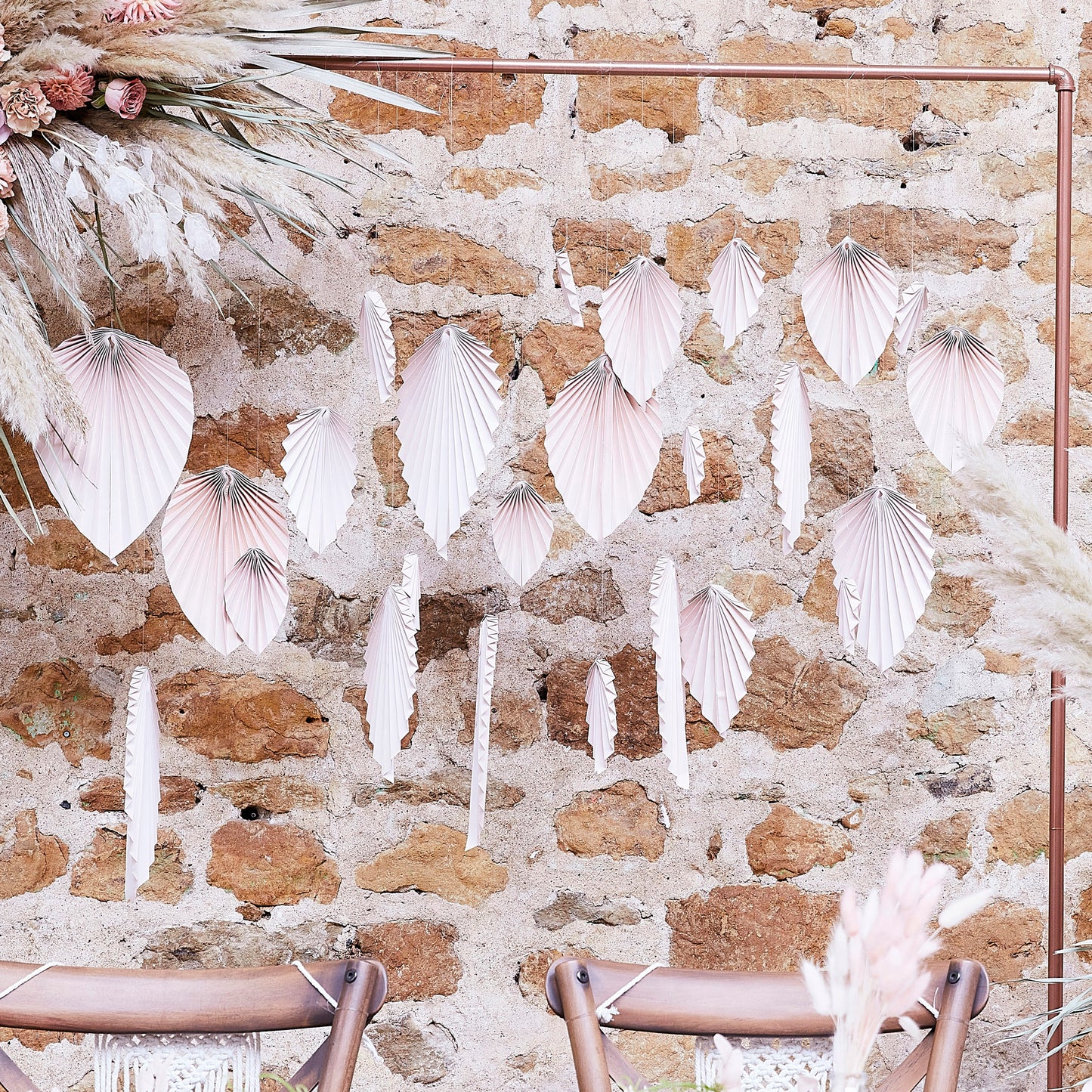 Pink Palm Spear Wedding Backdrop