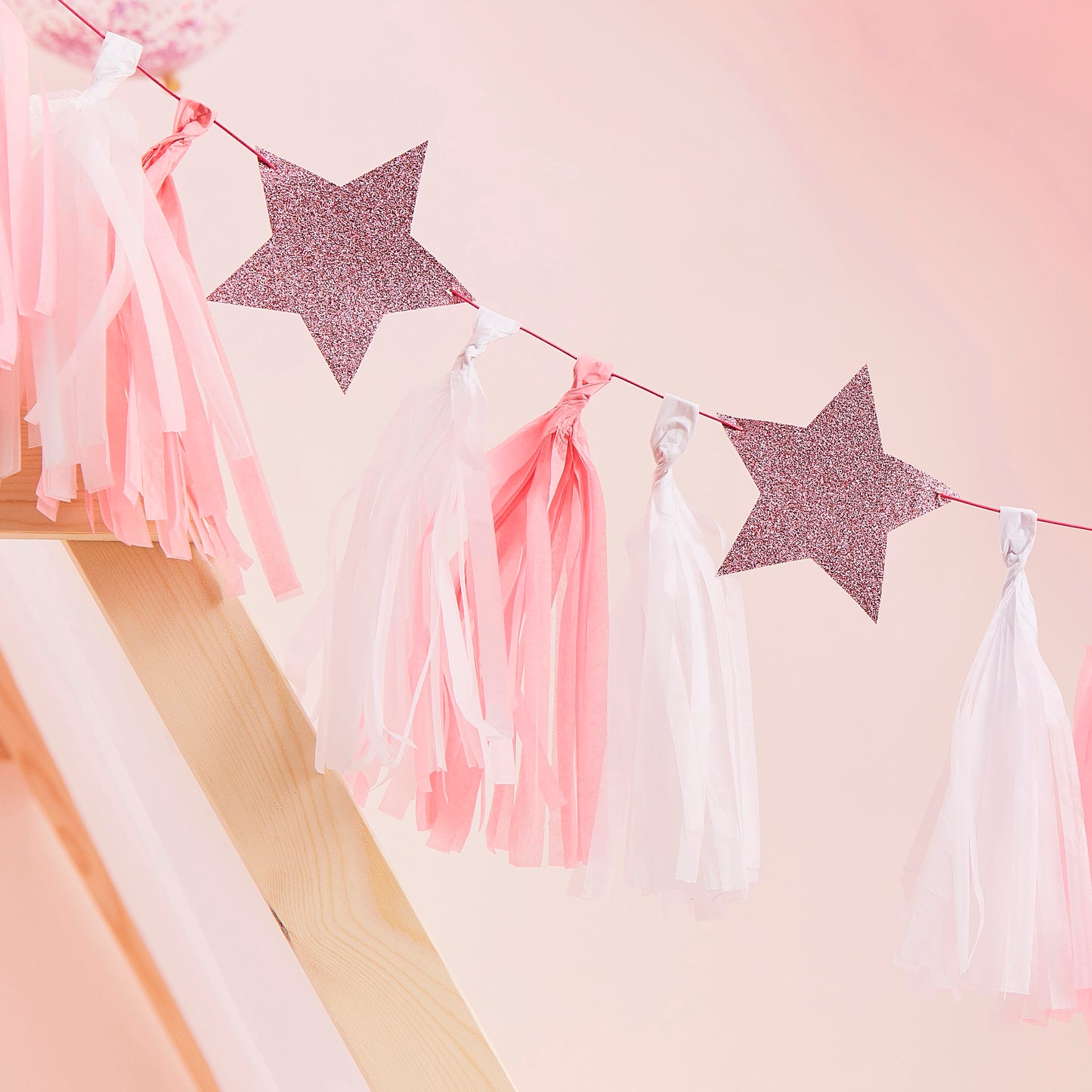 Pink Tassel Garland With Pink Glitter Stars