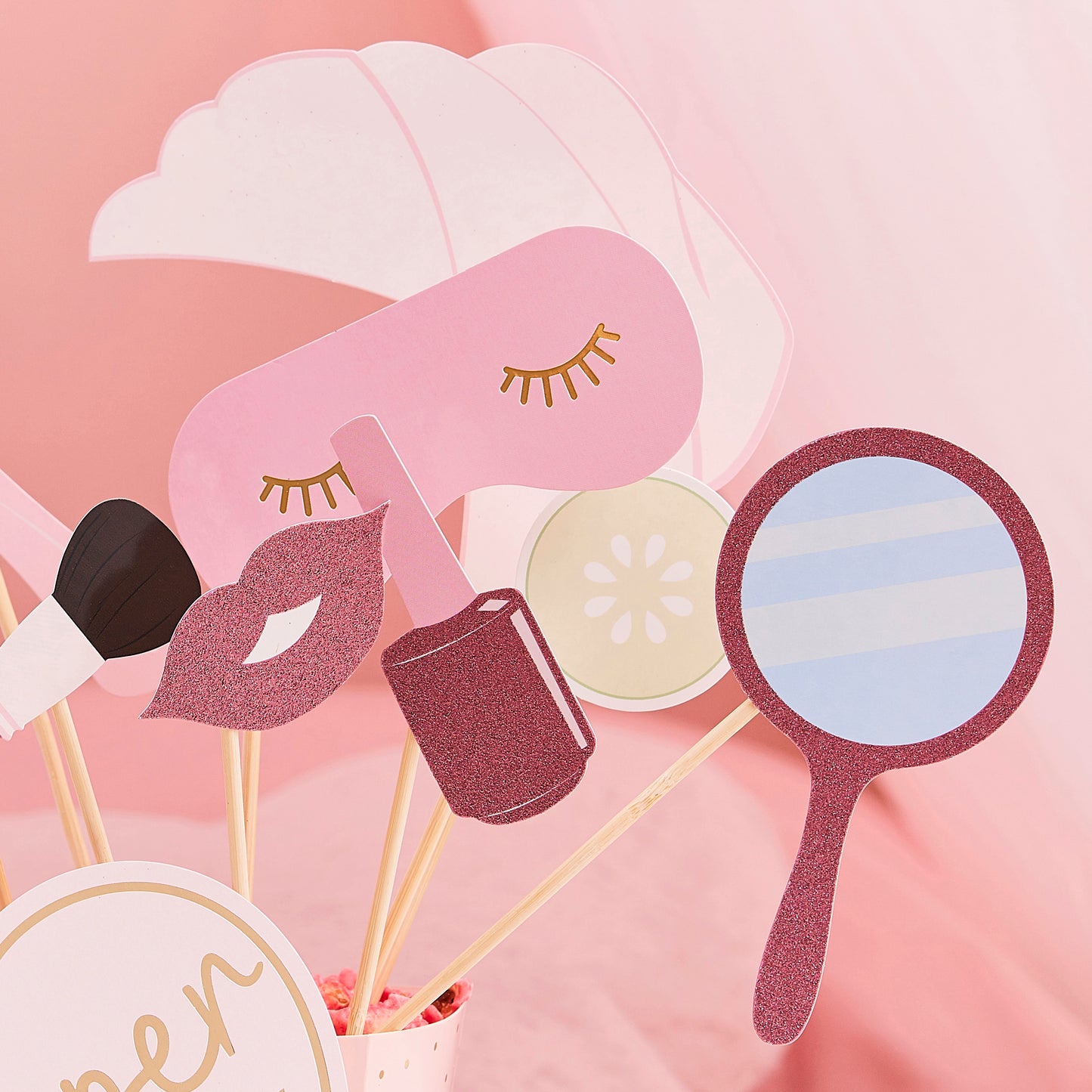 Pink Glitter And Foiled Pamper Party Photo Booth Props