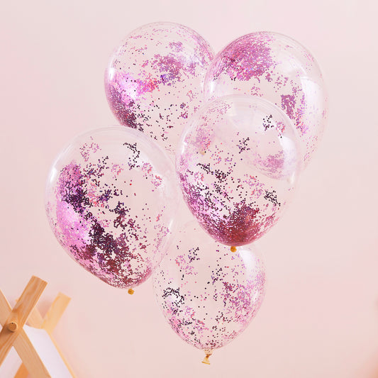 Pink Pamper Party Glitter Balloons