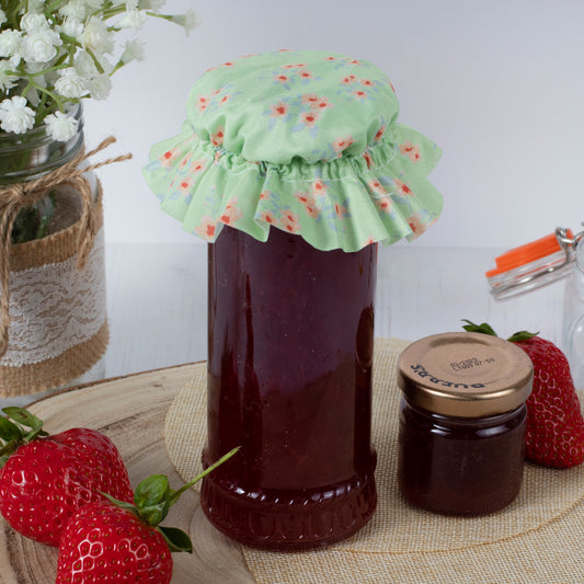 Green Floral Jam Jar Fabric Topper - Large