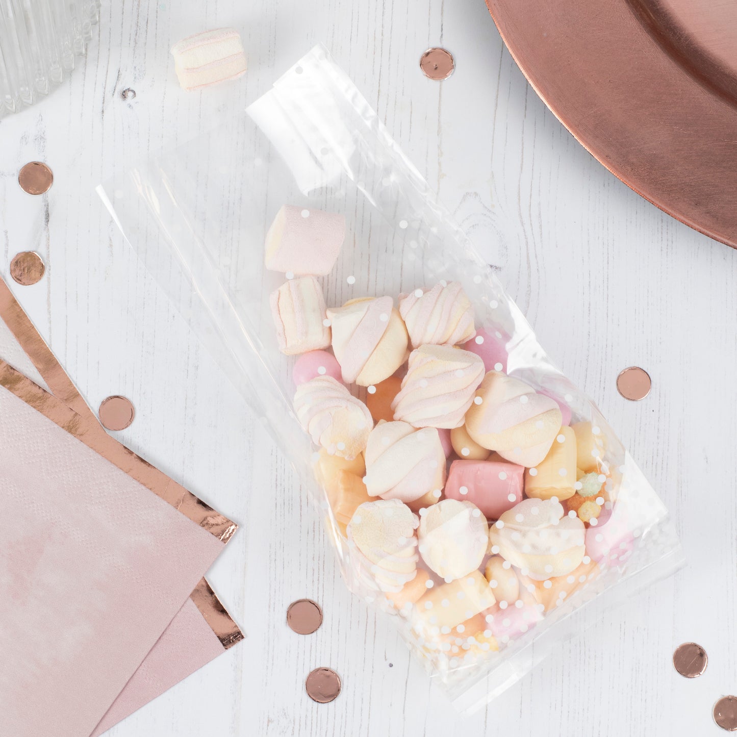 Clear and White Spot Party Bags