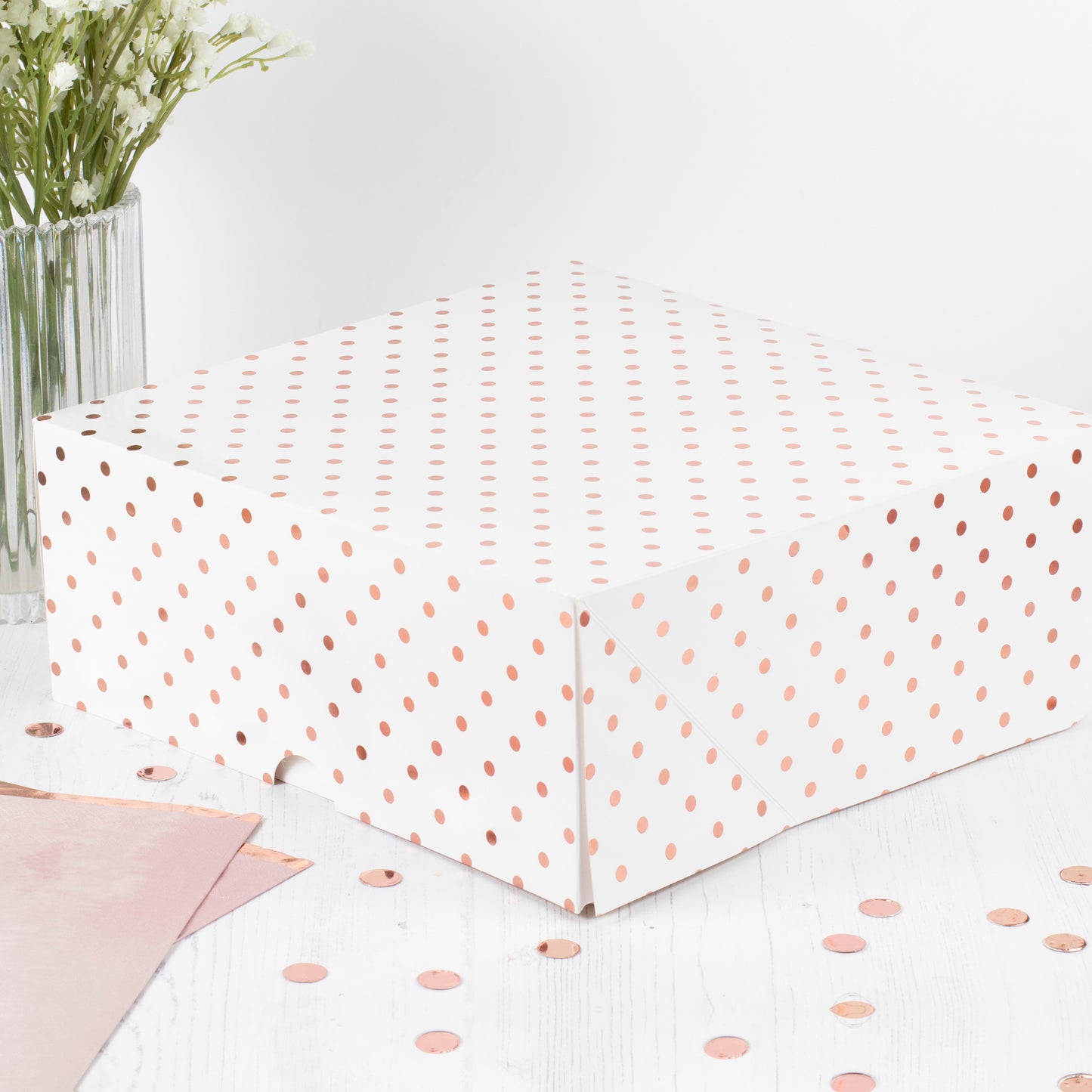 Rose Gold Spotty Cake Boxes