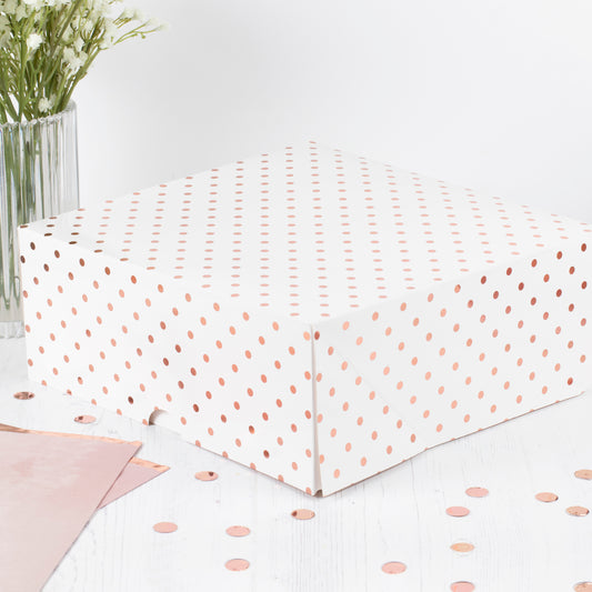 Rose Gold Spotty Cake Boxes