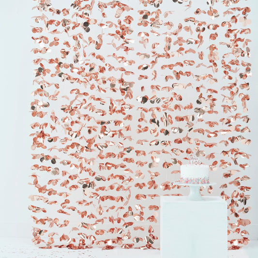 Rose Gold Flower Foil Curtain Backdrop