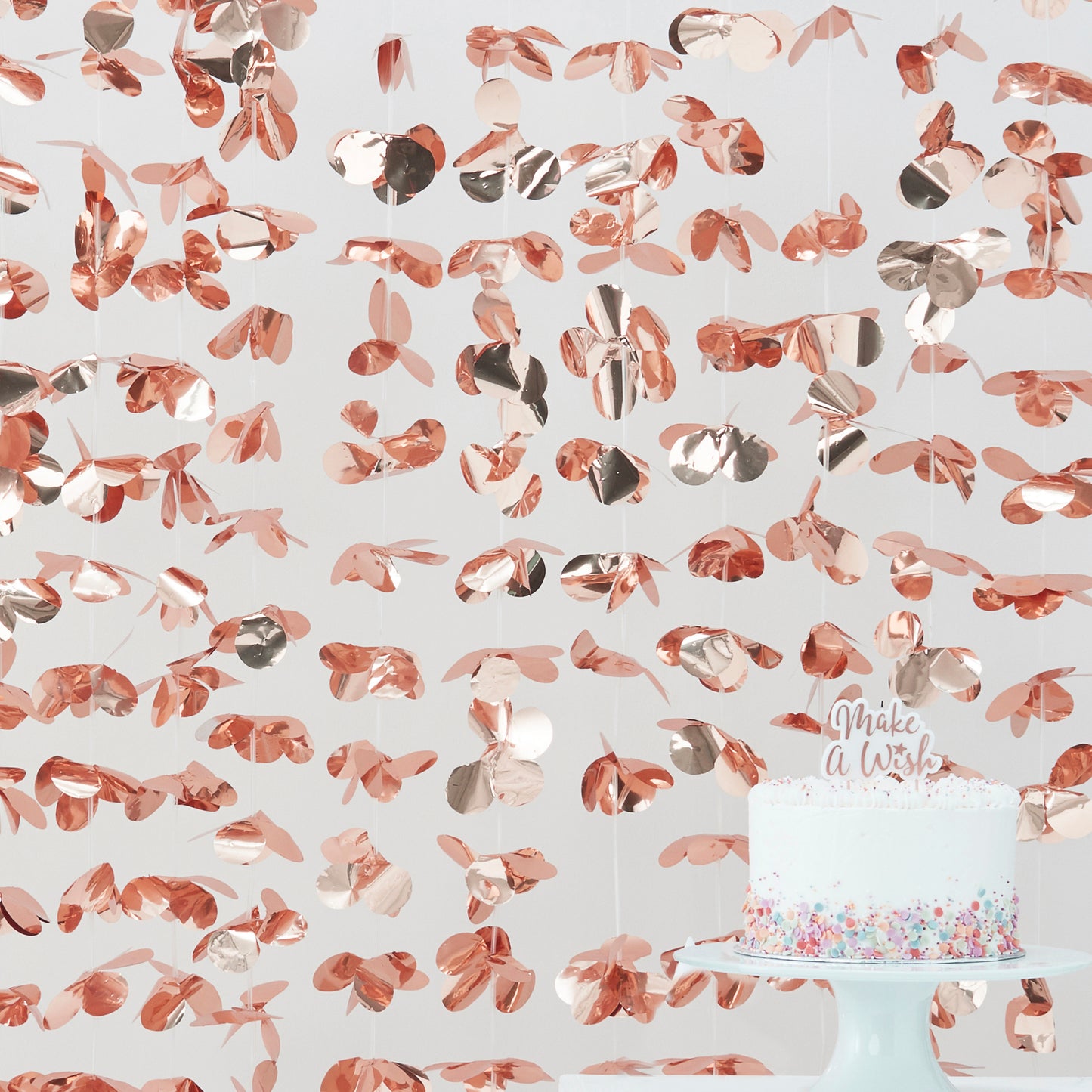 Rose Gold Flower Foil Curtain Backdrop