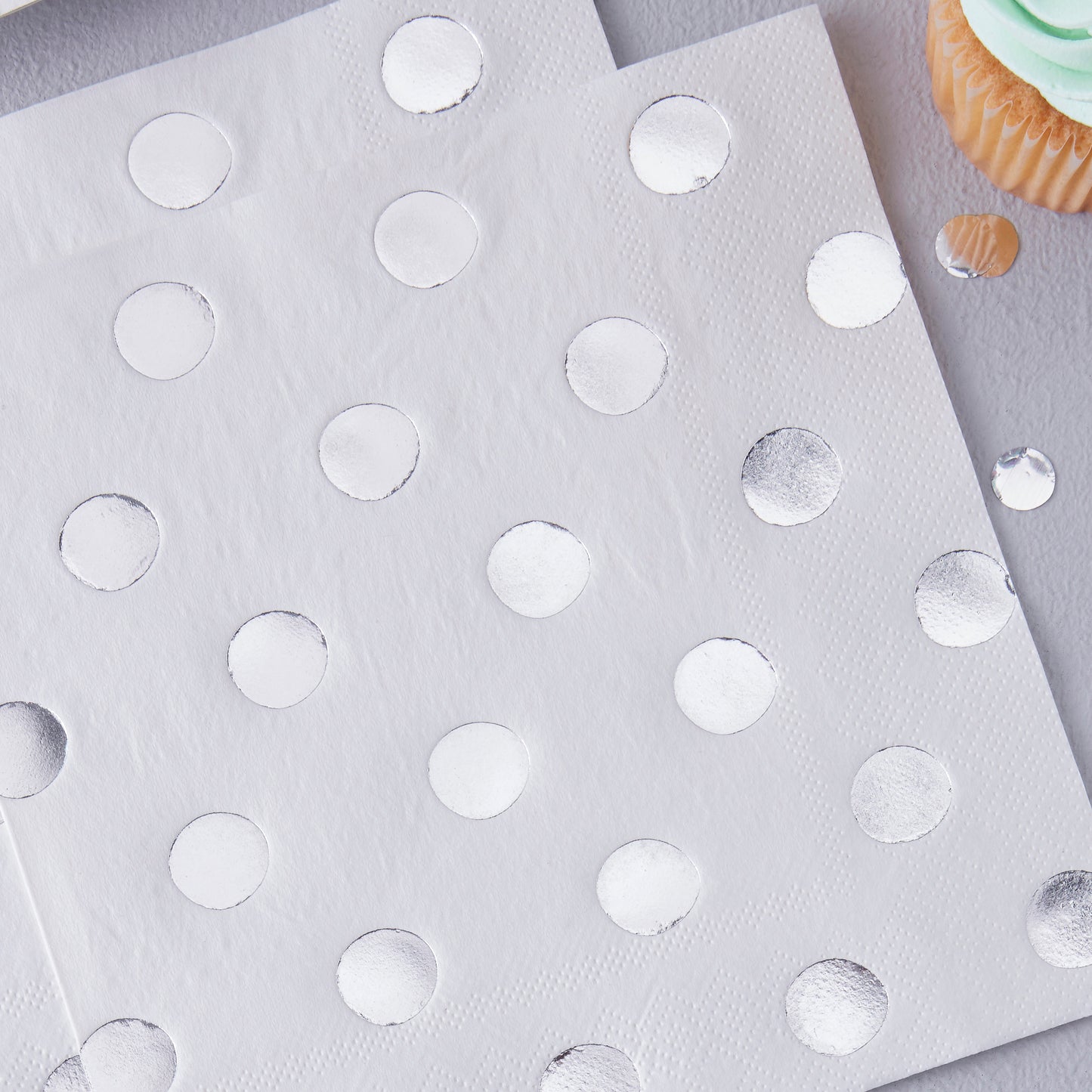 Silver Foiled Polka Dot Party Napkins