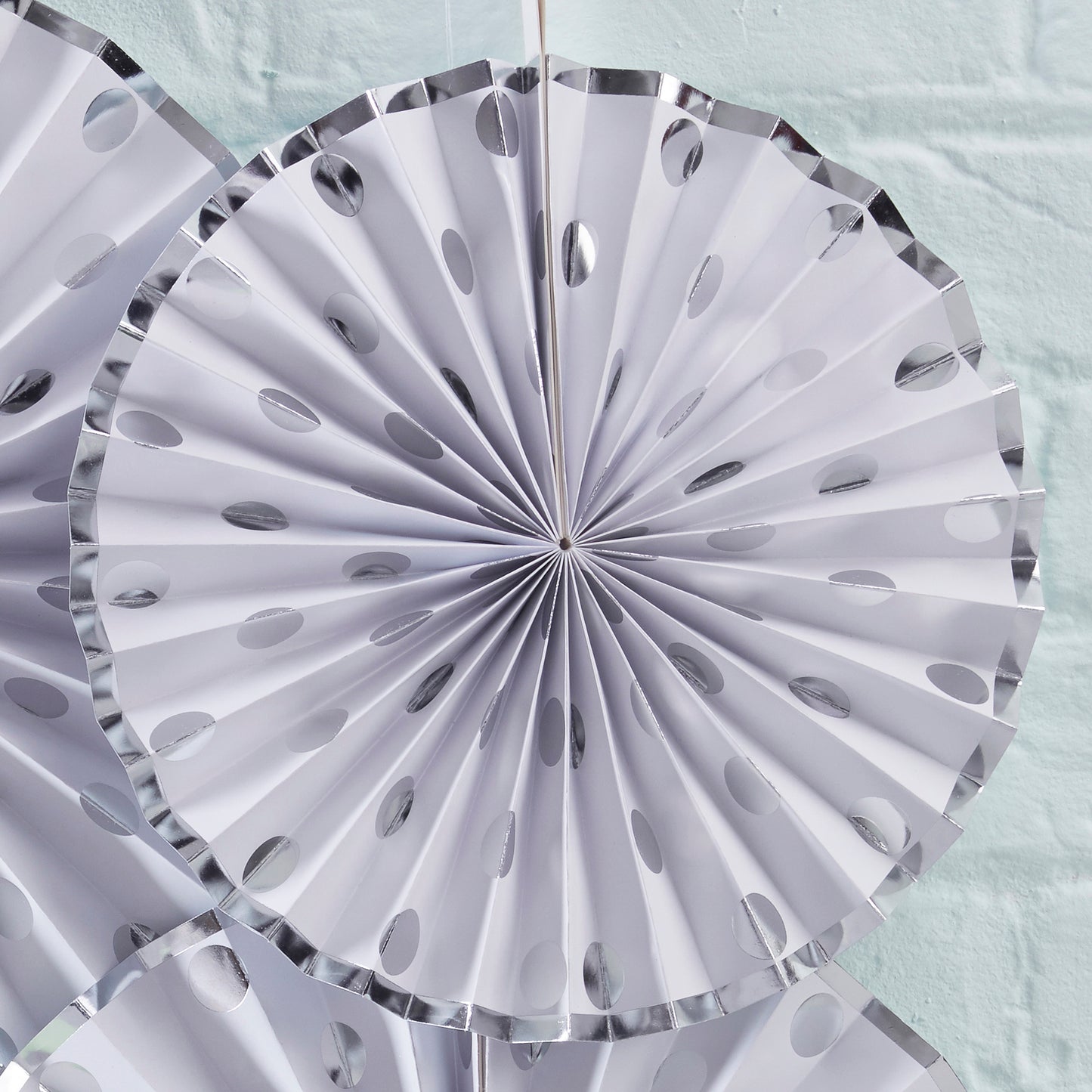 Silver Foiled Polka Dot Paper Fan Decorations - Pick & Mix