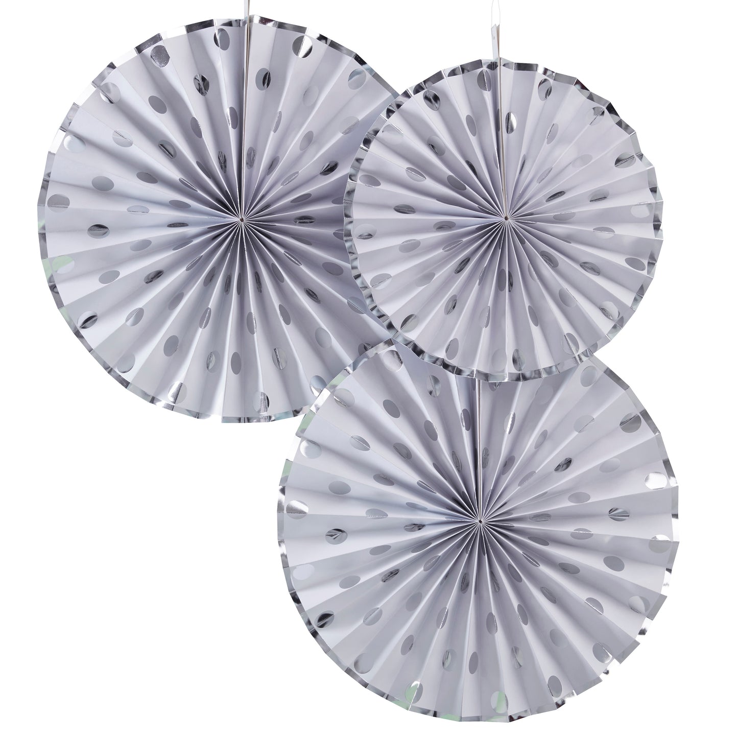 Silver Foiled Polka Dot Paper Fan Decorations - Pick & Mix