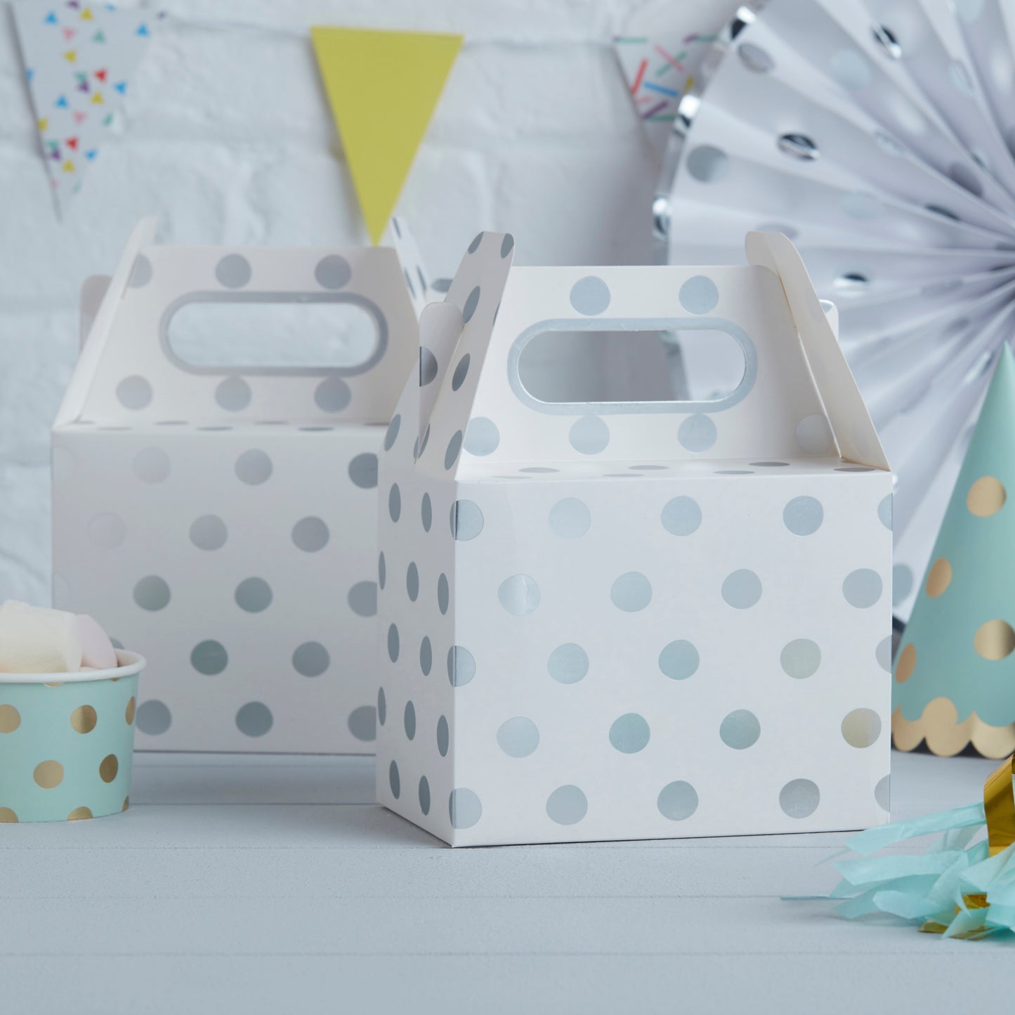 Silver Foiled Polka Dot Party Boxes - Pick & Mix