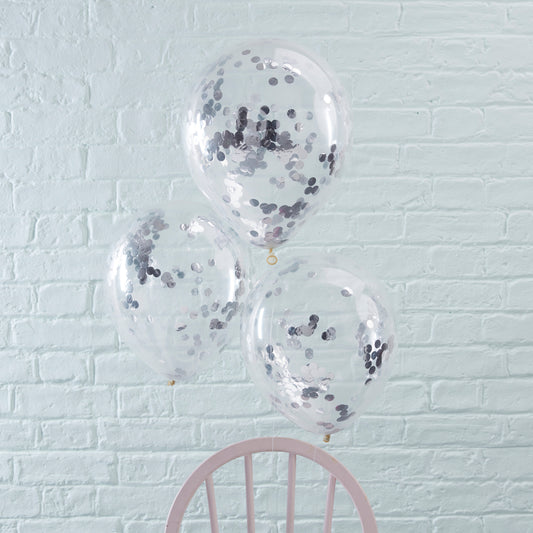Silver Confetti Balloons