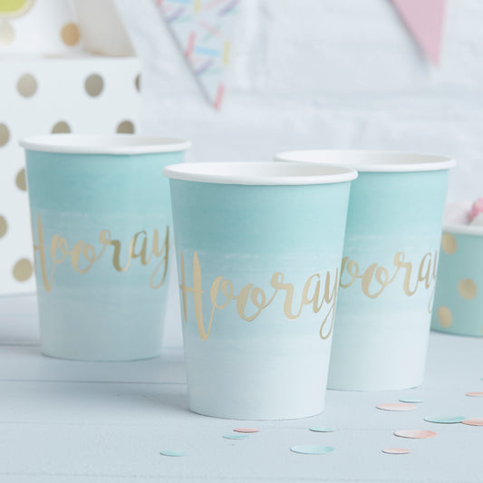 Mint & Gold Foiled Hooray Paper Cups - Pick & Mix