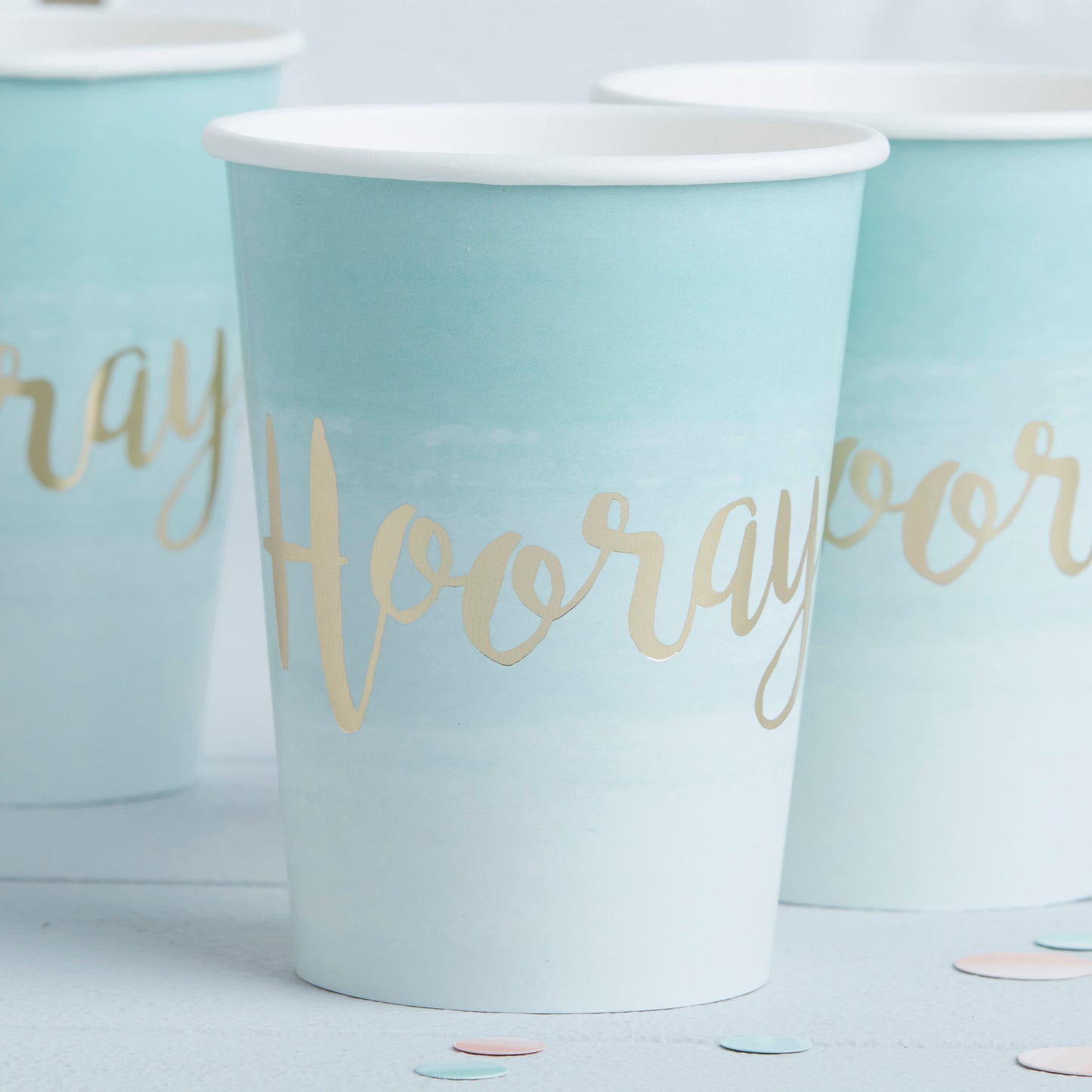 Mint & Gold Foiled Hooray Paper Cups - Pick & Mix