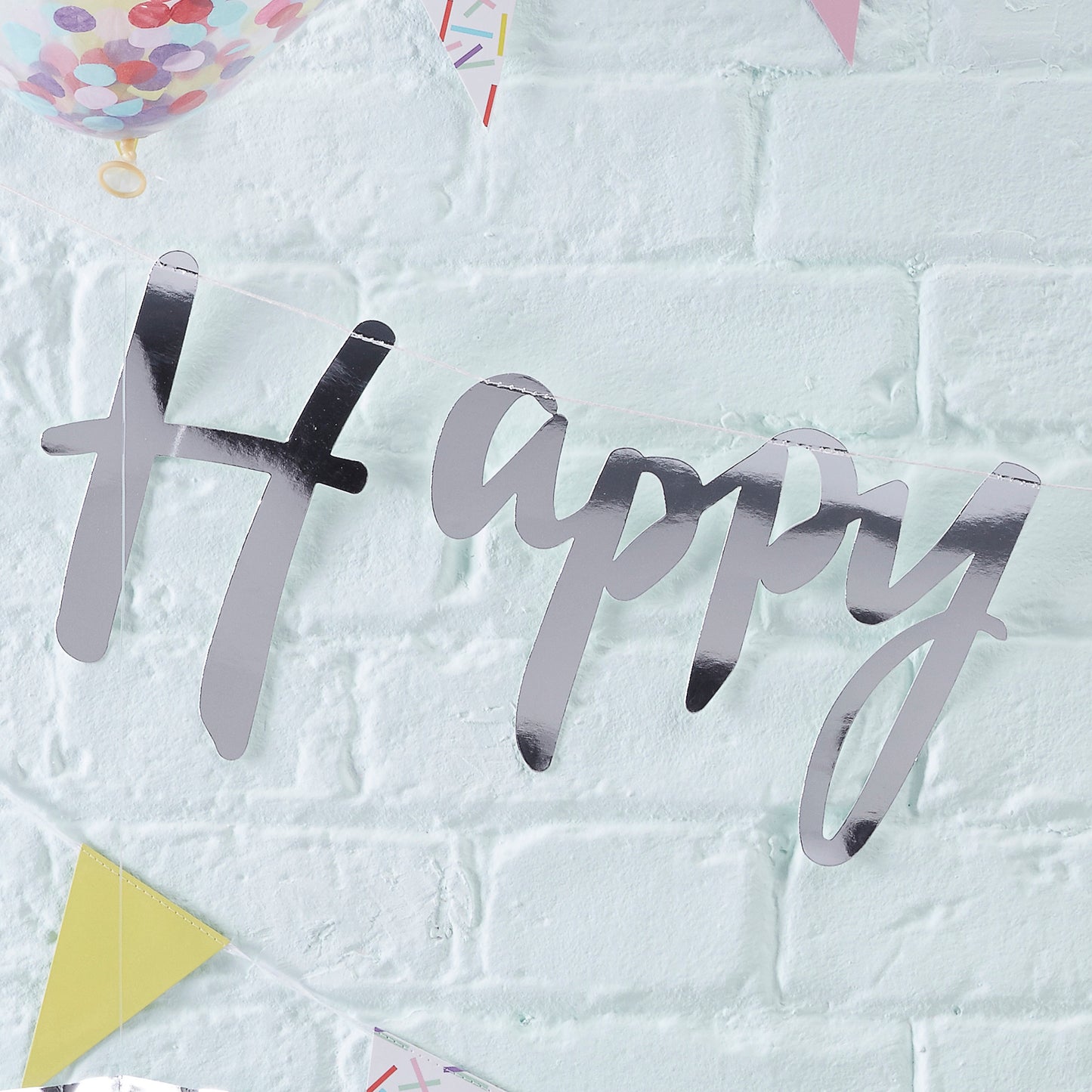 Silver Happy Birthday Banner