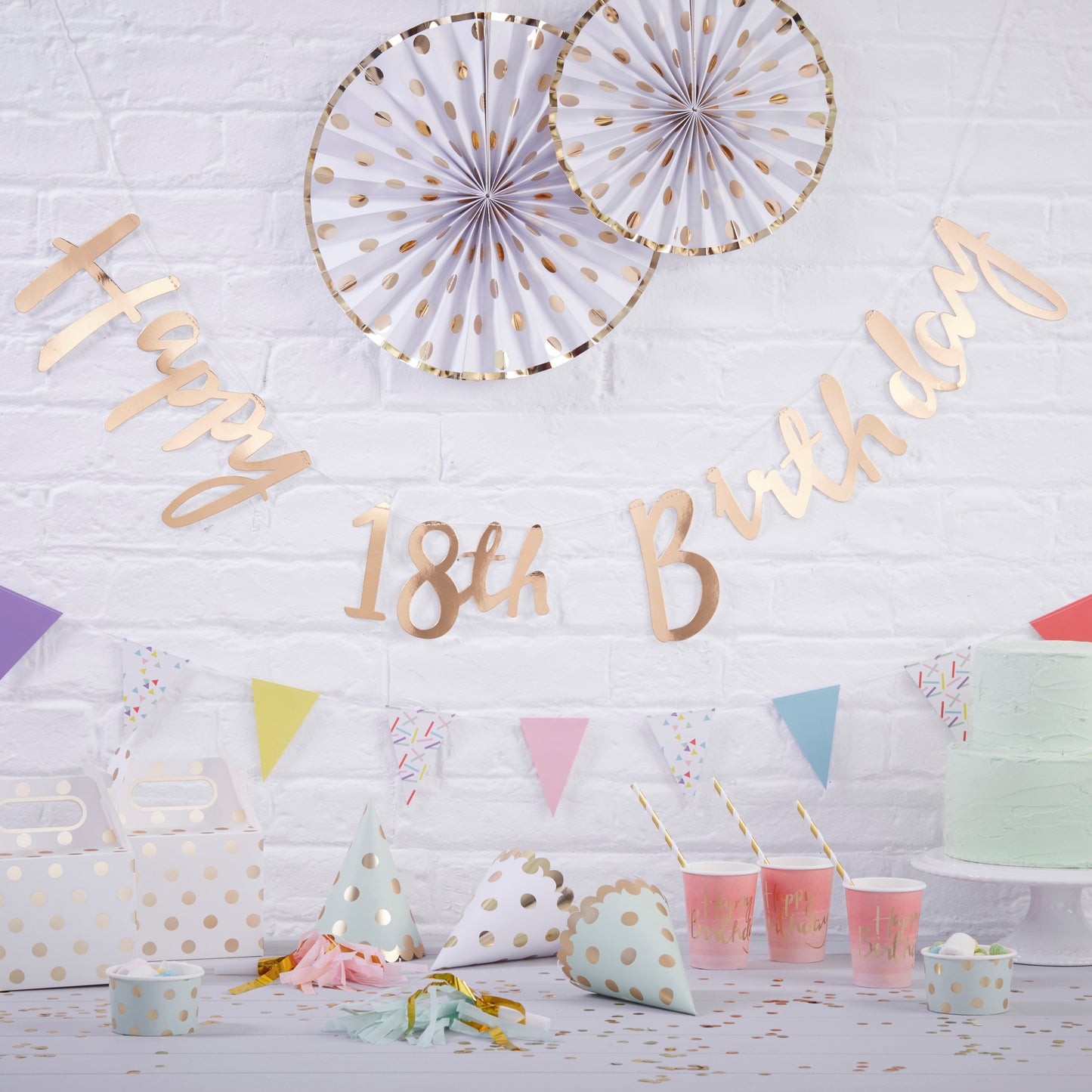 Gold Happy 18th Birthday Bunting - Pick & Mix