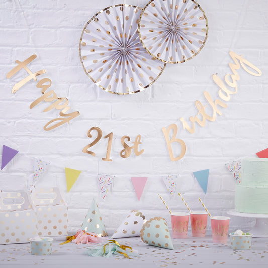 Gold Happy 21st Birthday Bunting  - Pick & Mix