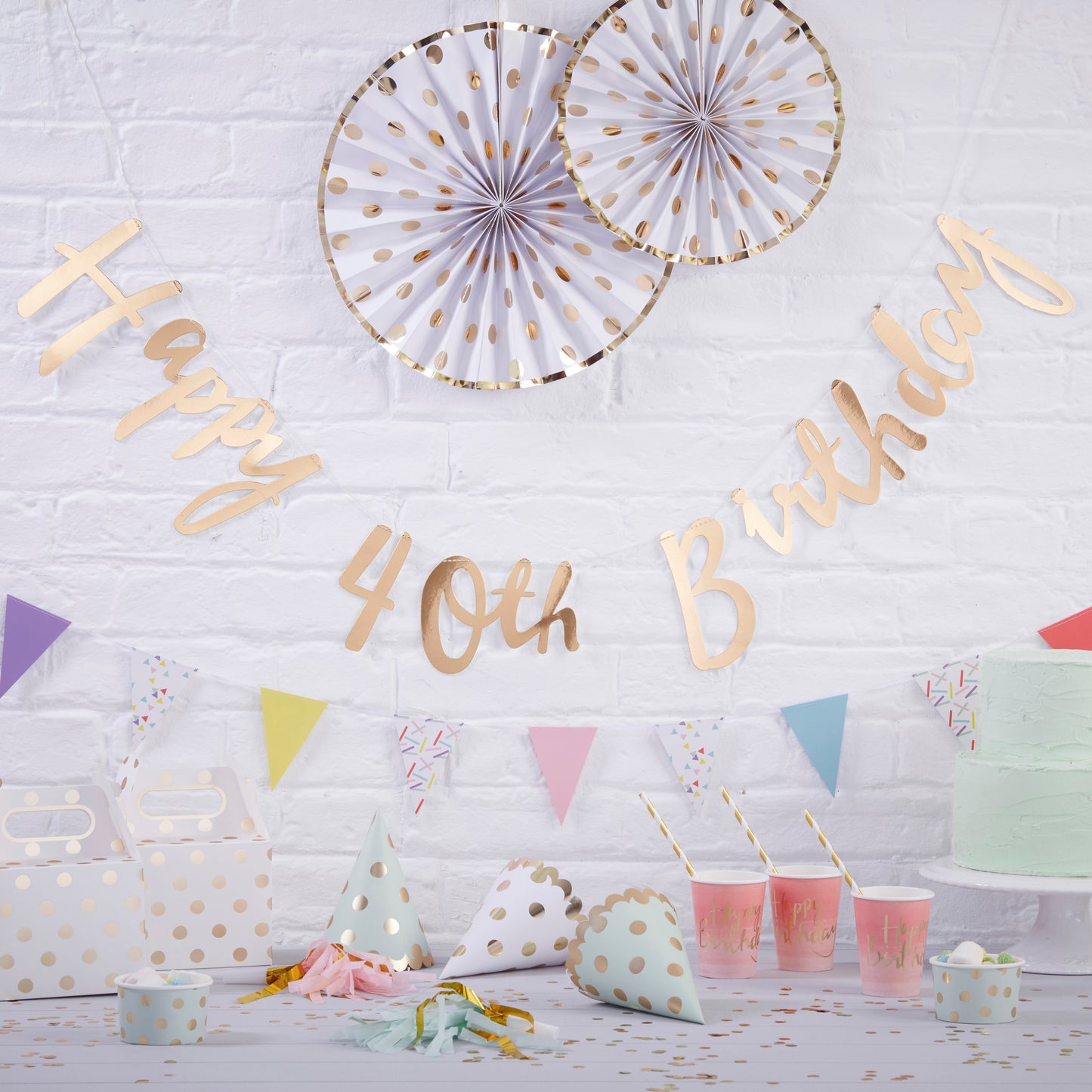 Gold Happy 40th Birthday Bunting  - Pick & Mix