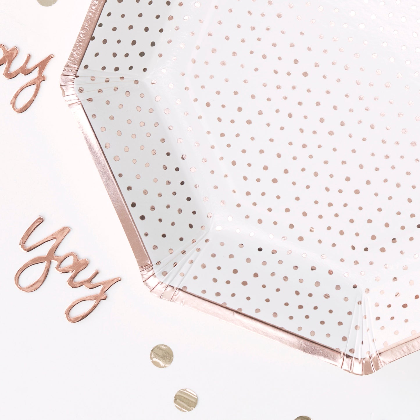 Spotty Print Rose Gold Paper Plates