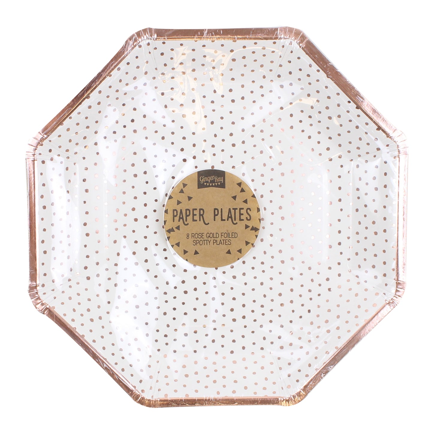 Spotty Print Rose Gold Paper Plates