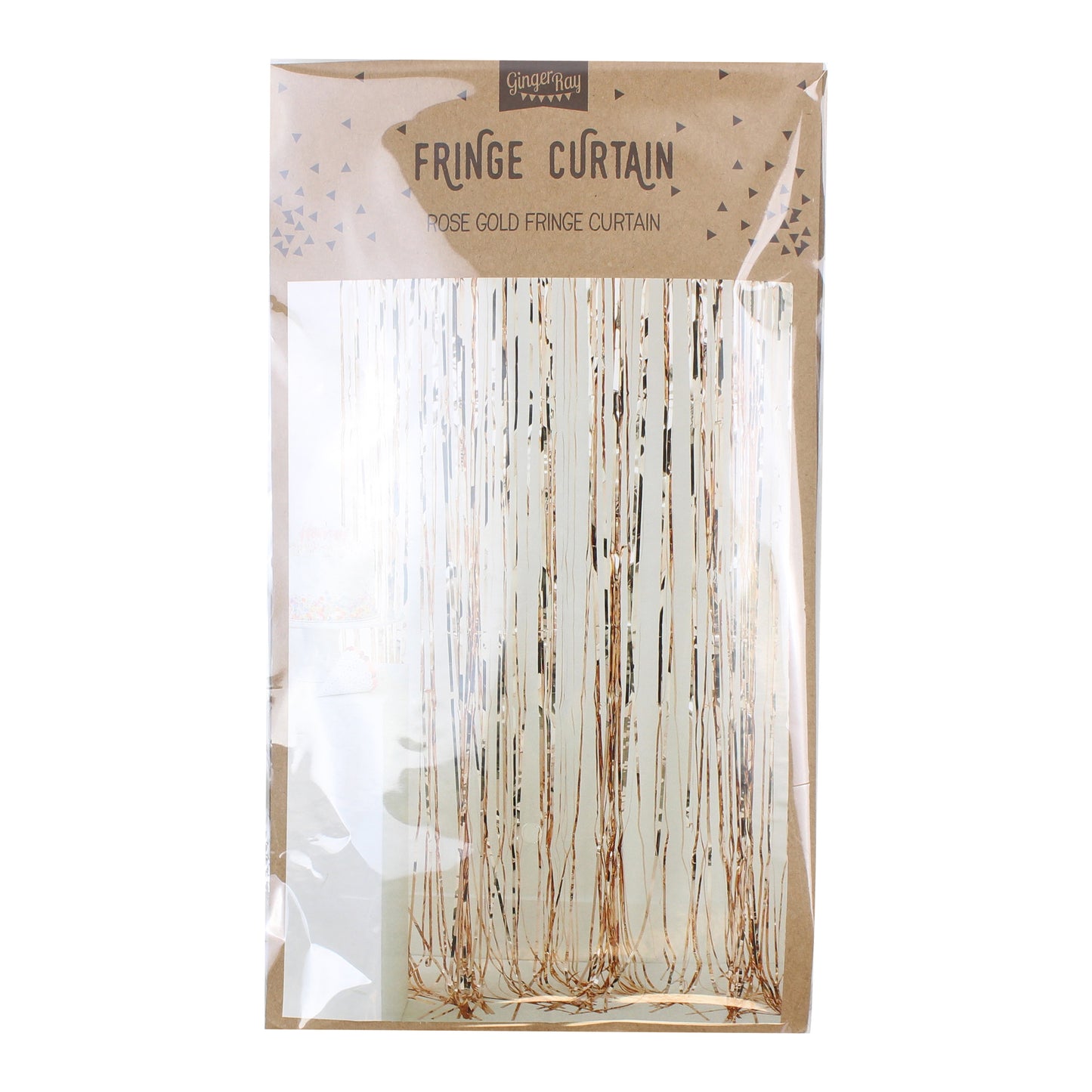 Rose Gold Fringe Foil Curtain
