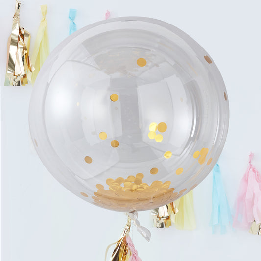 Large Gold Confetti Orb Balloons