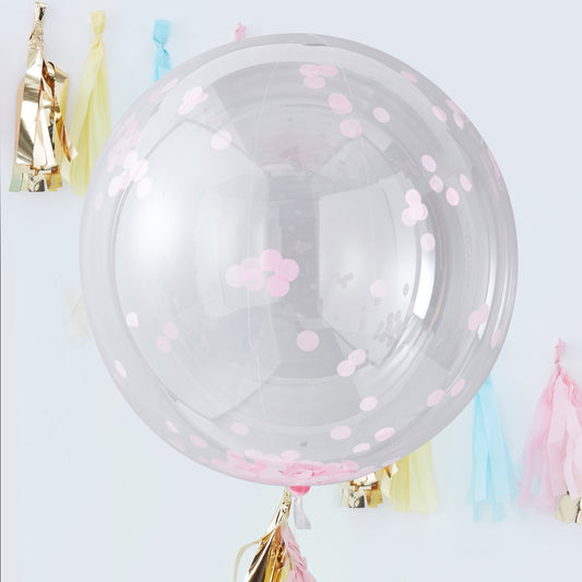 Large Pink Confetti Orb Balloons