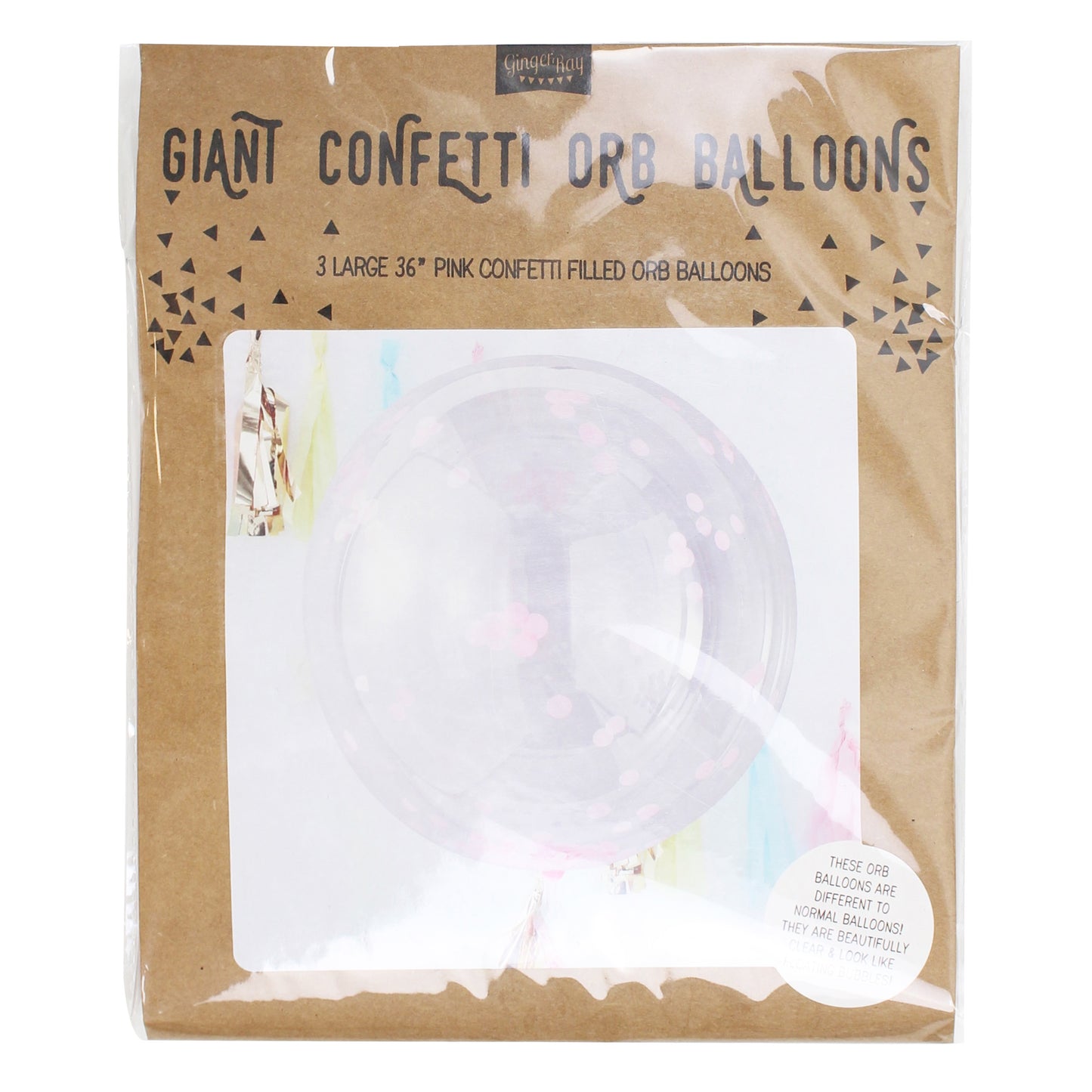 Large Pink Confetti Orb Balloons