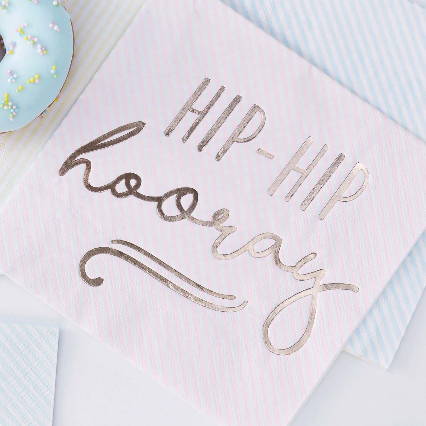 Gold Foiled Hip Hip Hooray Pastel Paper Napkins - Pick & Mix