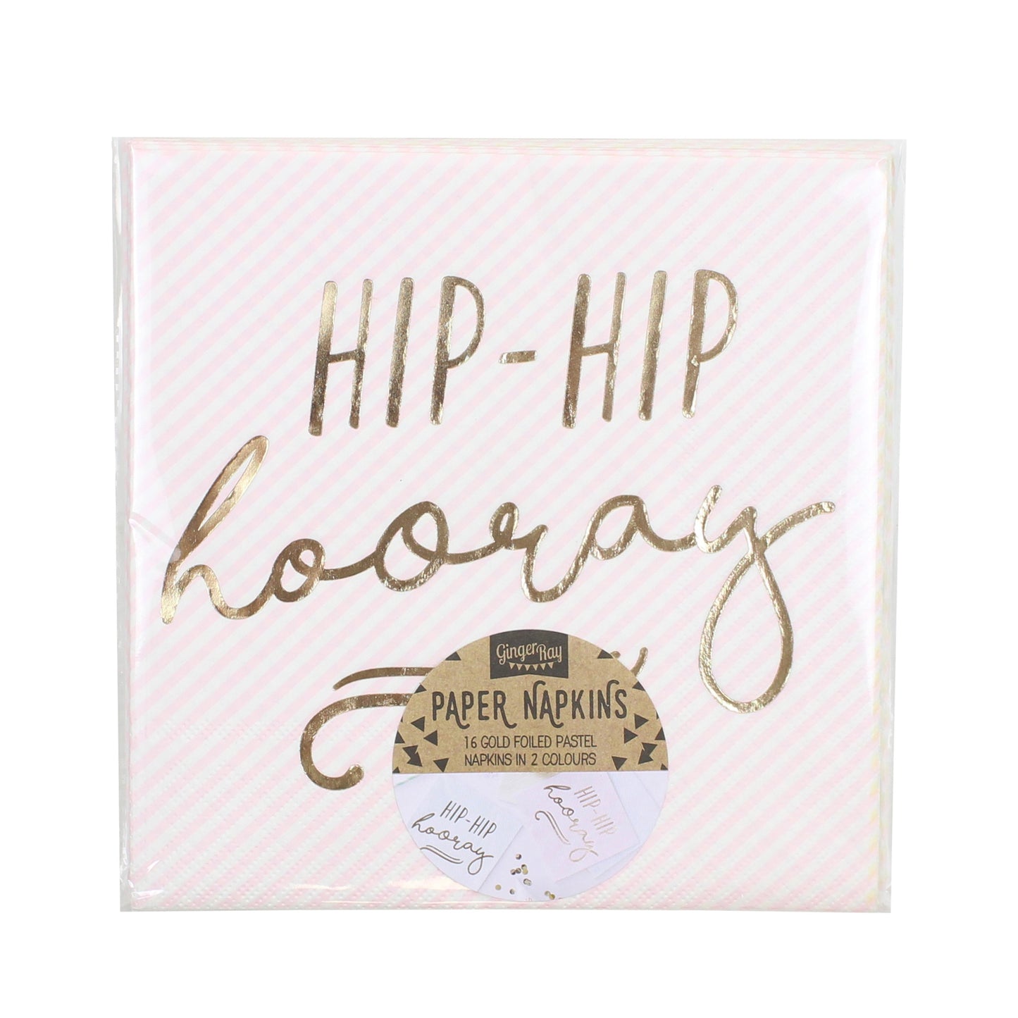 Gold Foiled Hip Hip Hooray Pastel Paper Napkins - Pick & Mix