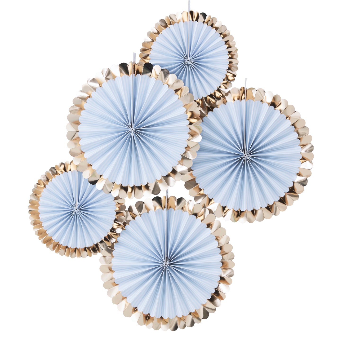 Gold Foiled Blue Paper Fan Decorations
