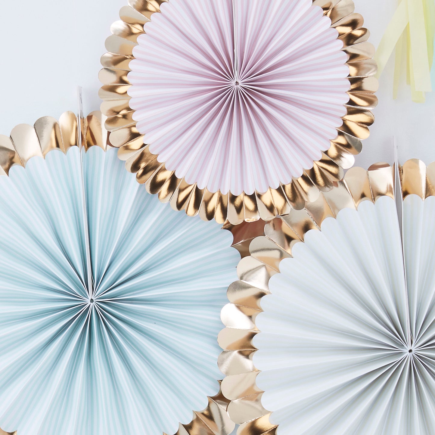 Gold Foiled Pastel Paper Fan Decorations