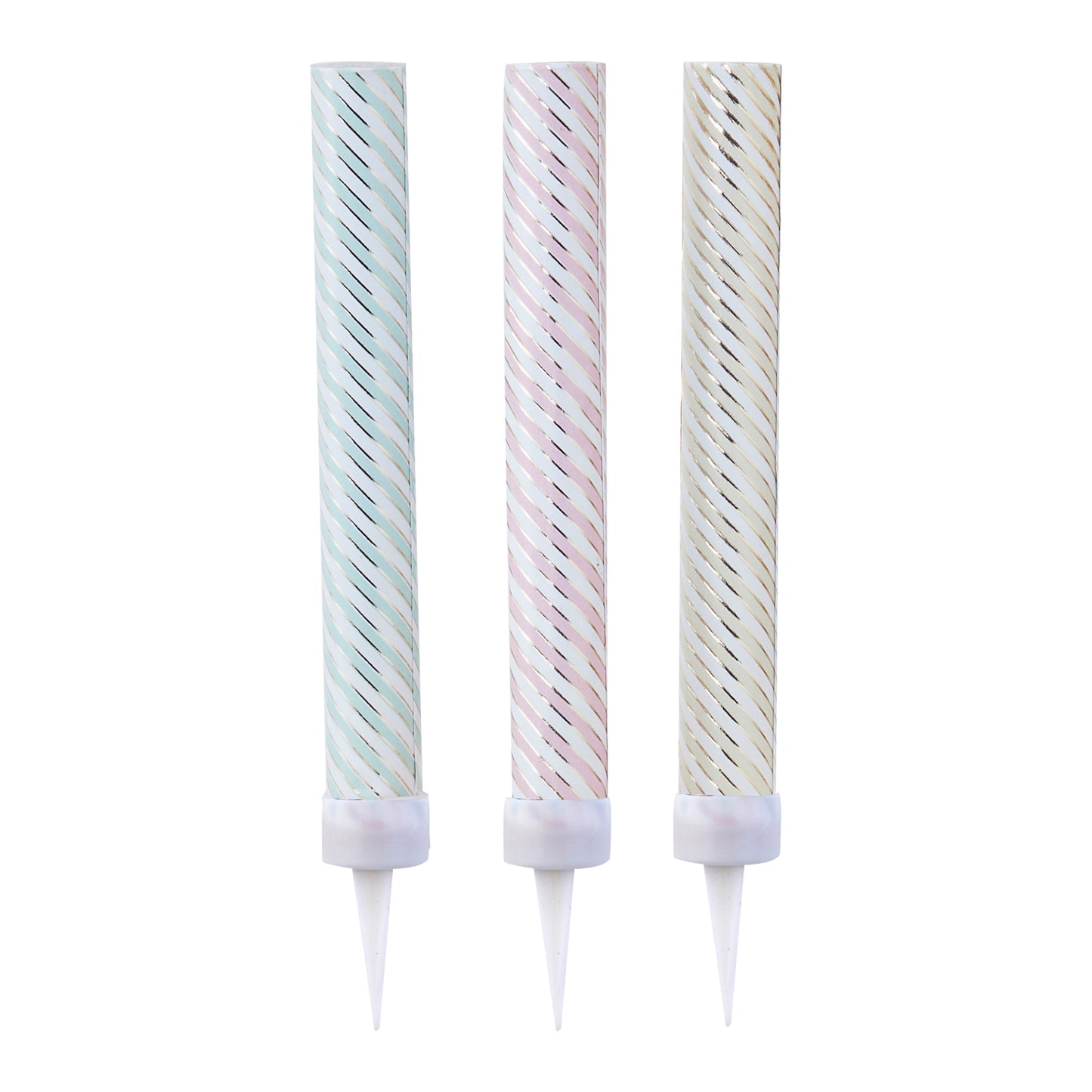 Pastel and Gold Foiled Striped Cake Fountain Candles