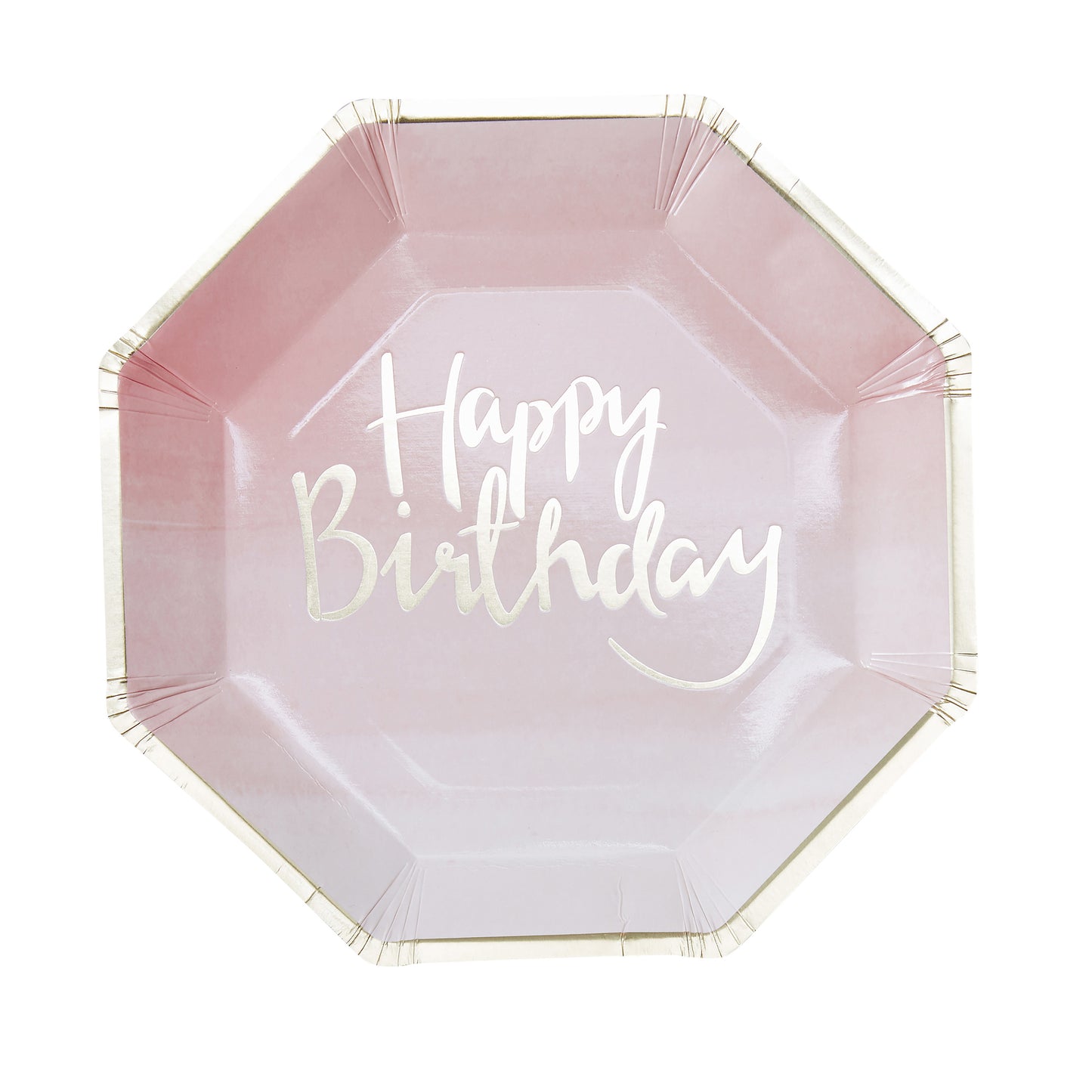 Gold Foiled Pink Ombre Happy Birthday Paper Plates - Pick and Mix