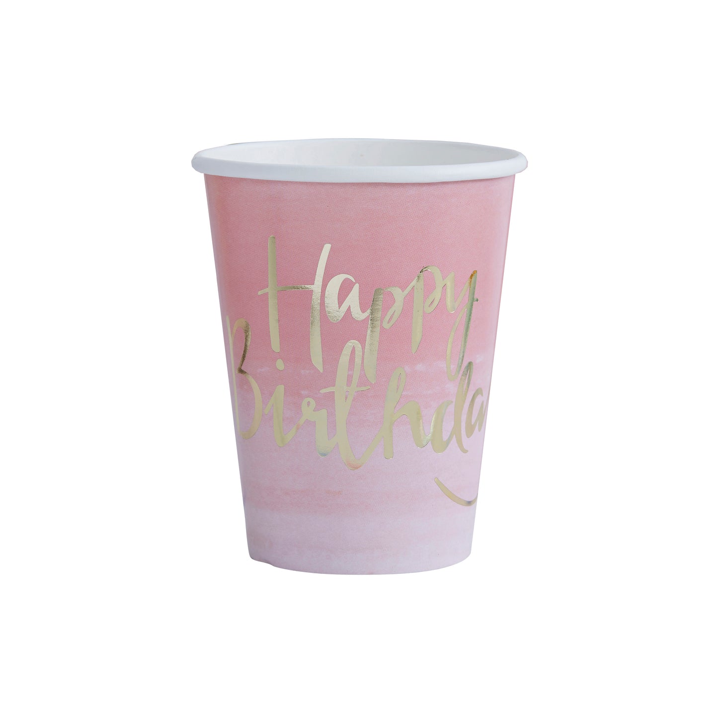 Gold Foiled Pink Ombre Happy Birthday Paper Cups - Pick and Mix