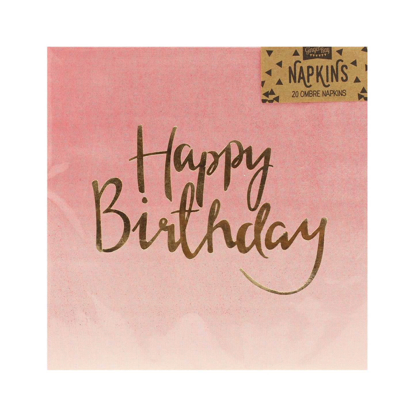 Gold Foiled Pink Ombre Happy Birthday Napkins
