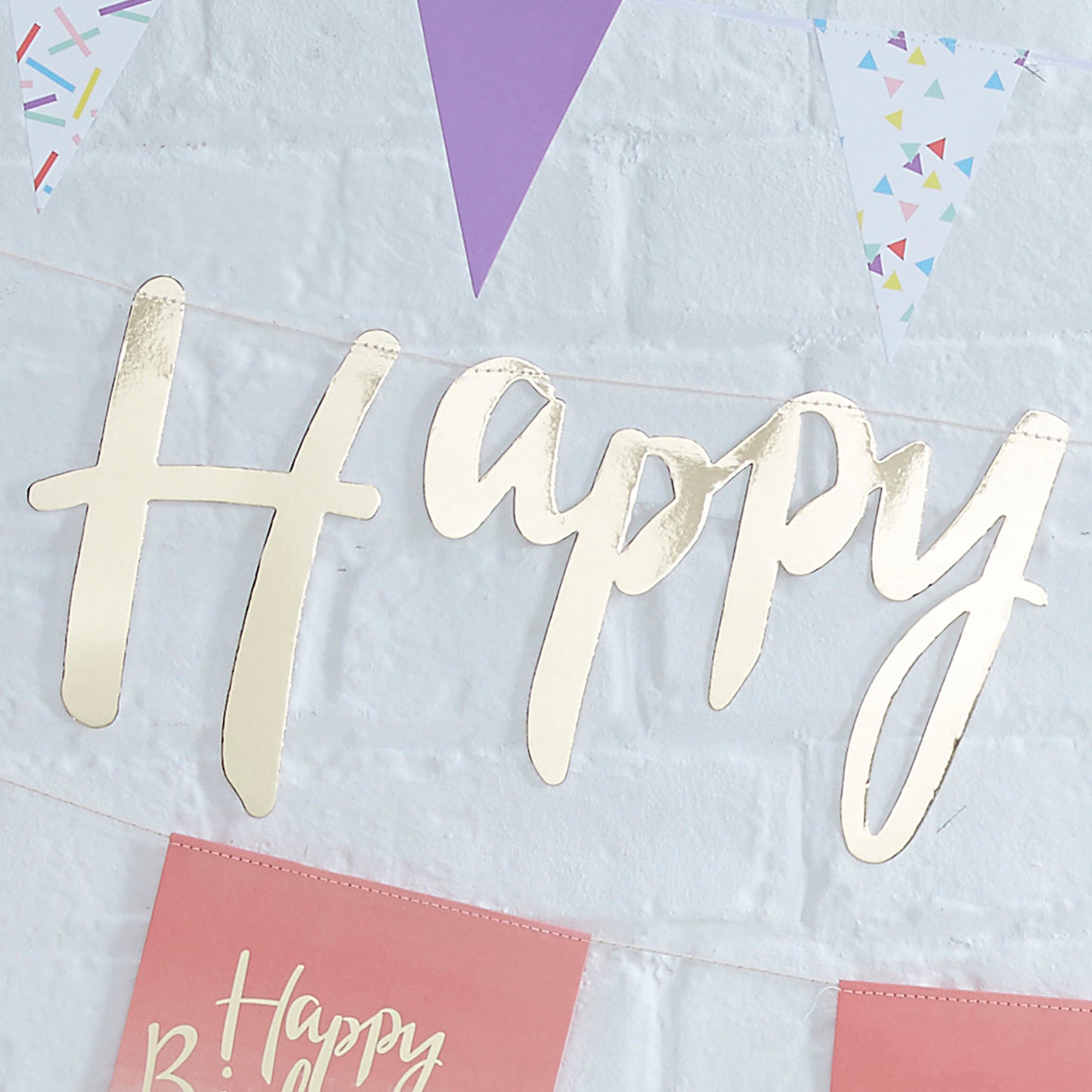 Gold Happy Birthday Bunting Banner