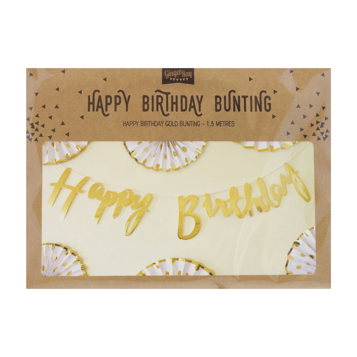 Gold Happy Birthday Bunting Banner