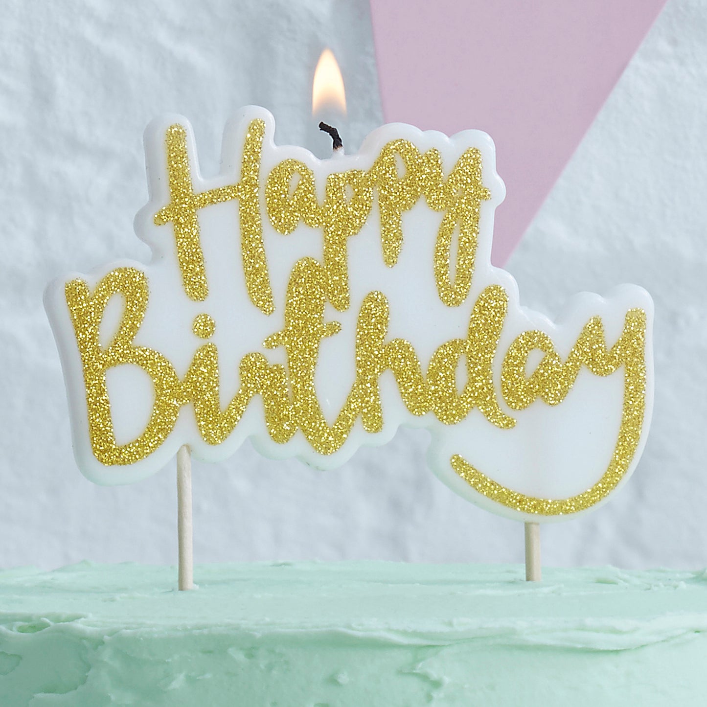 Gold Glitter Happy Birthday Candle