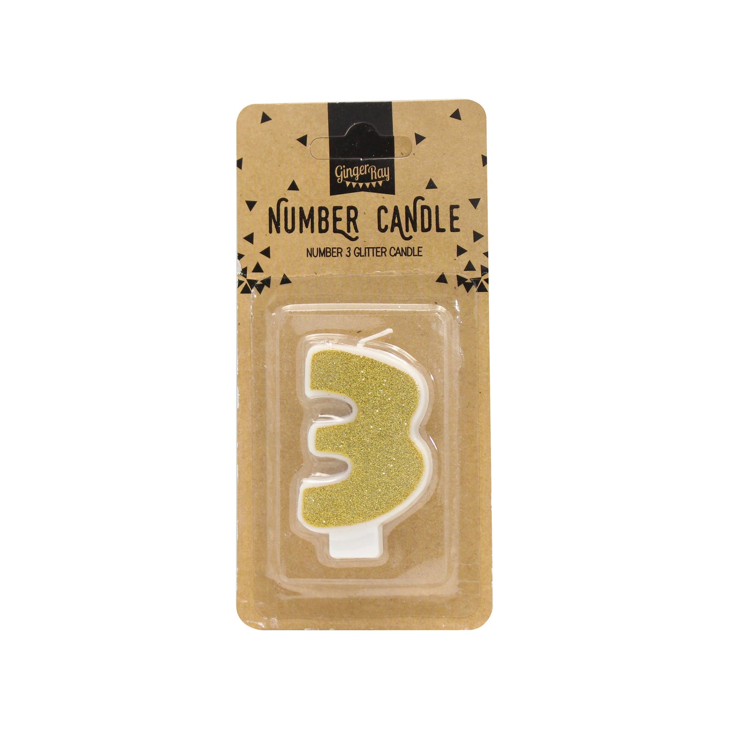 Gold Glitter 3 Number Candle - Pick and Mix