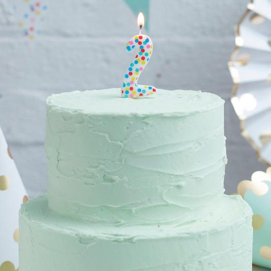 Polka Dot Candle Number 2 - Pick and Mix