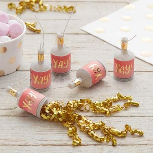 Pink Ombre Gold Foiled Yay! Party Poppers