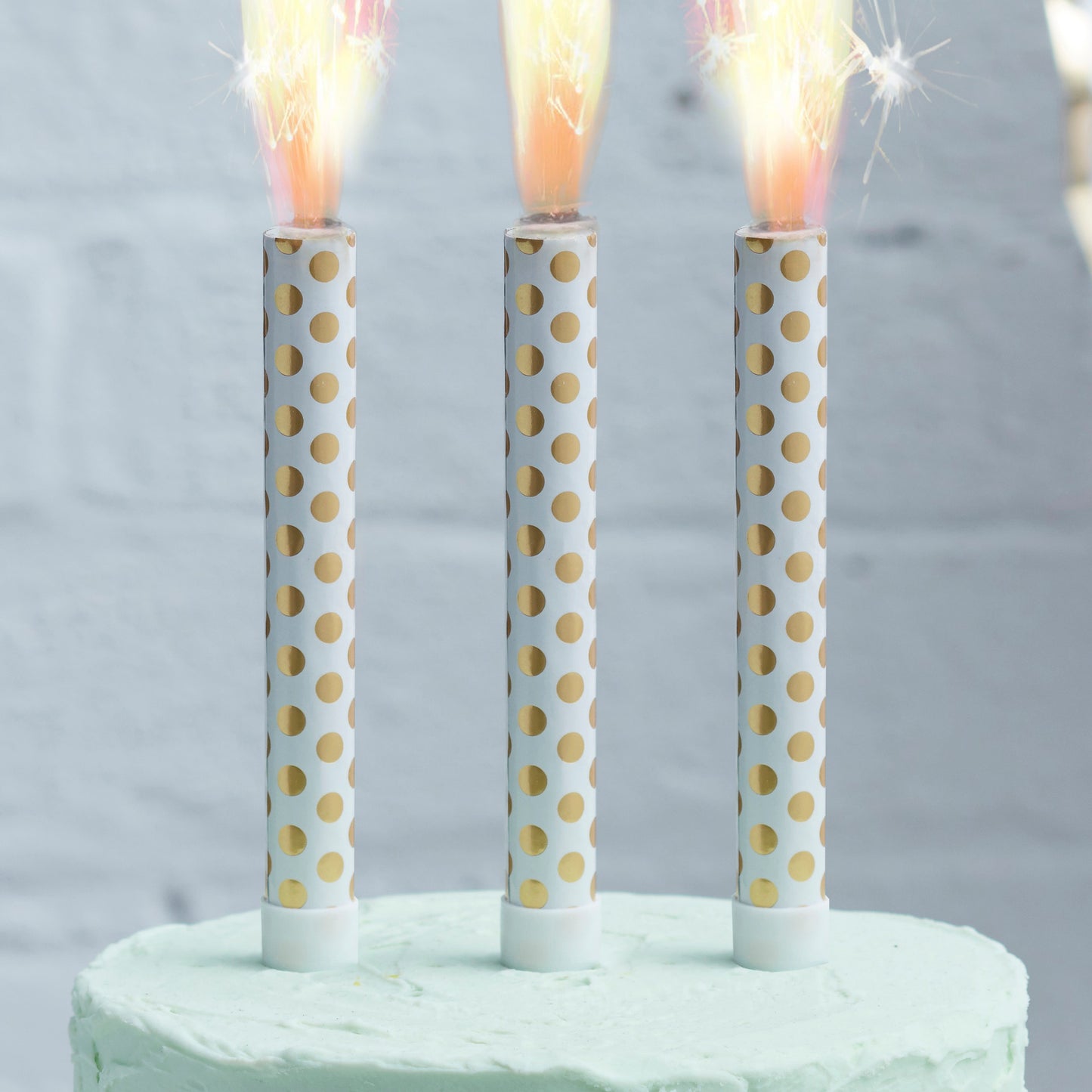 Gold Polka Dot Foiled Cake Fountain Candles