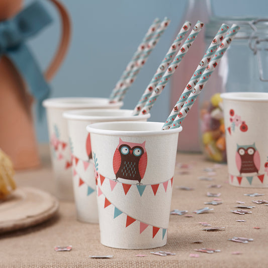 Paper Cups - Patchwork Owl