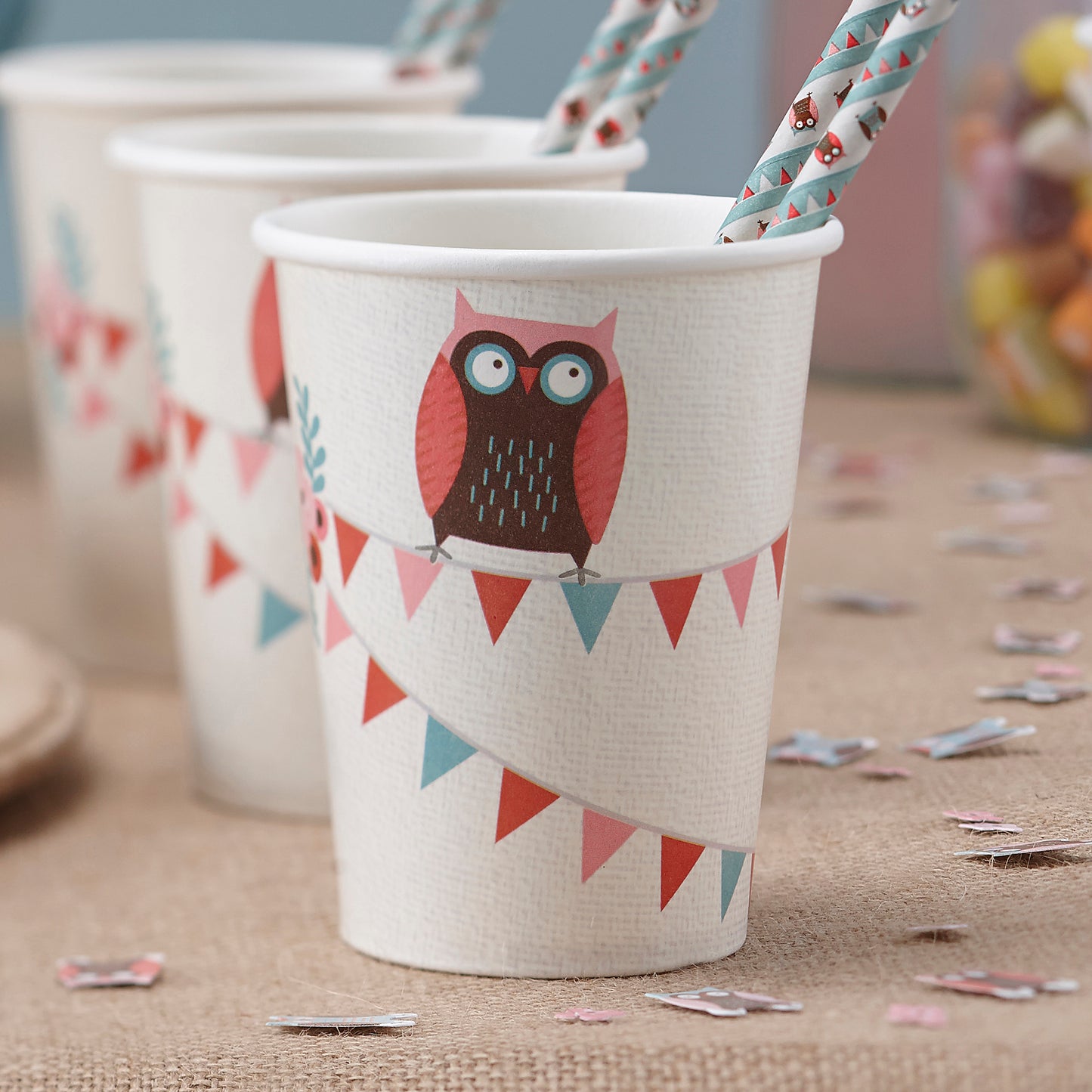 Paper Cups - Patchwork Owl