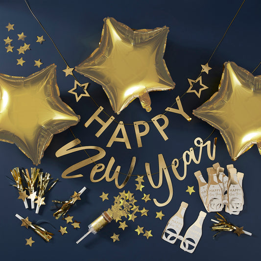 Gold New Years Eve Party In a Box Decorations