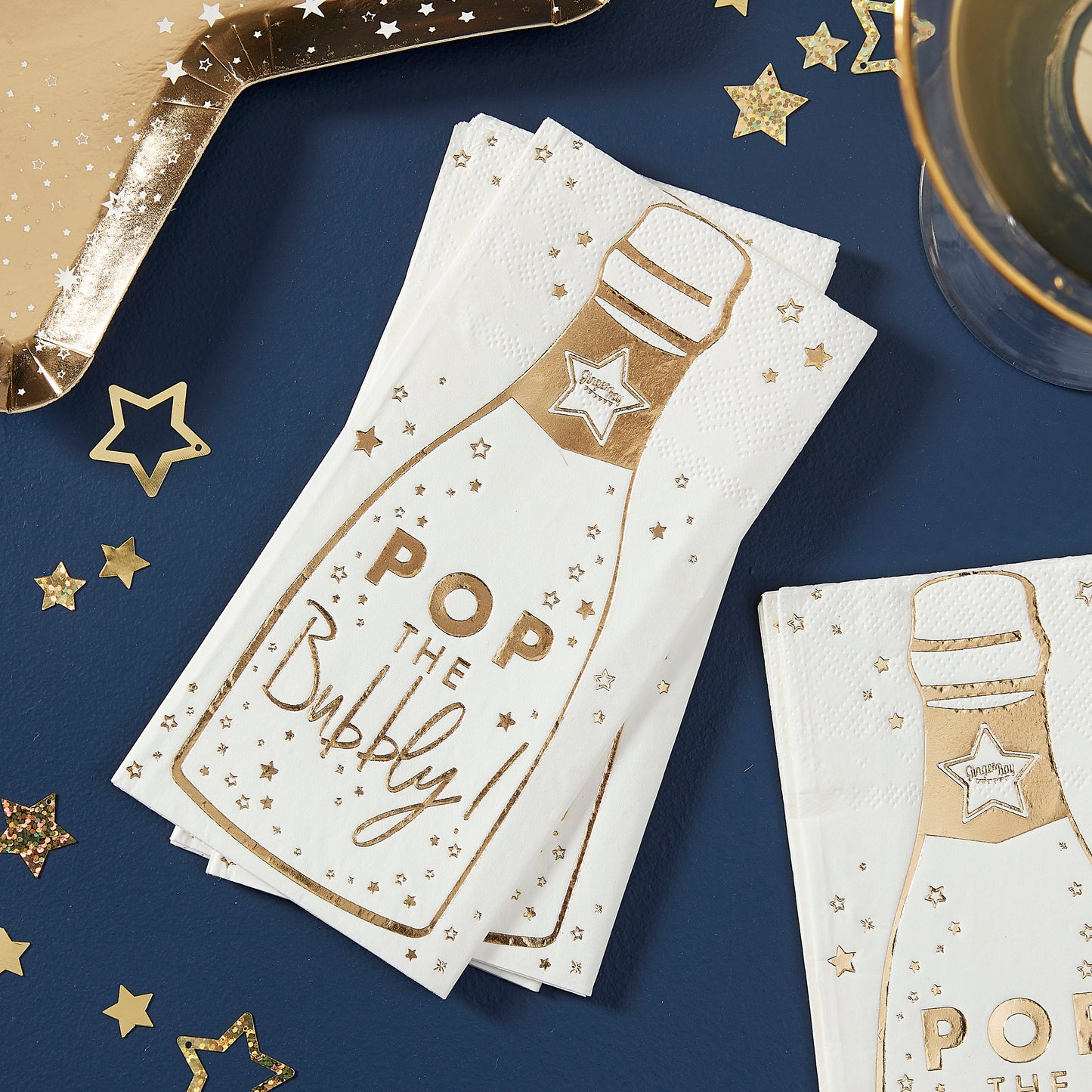 Gold Champagne Bottle Paper Napkins