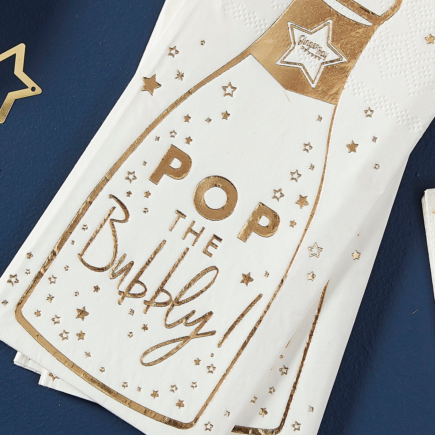 Gold Champagne Bottle Paper Napkins