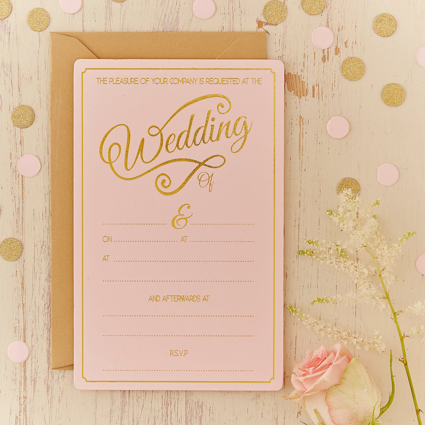 Gold Foiled Wedding Invitations - Pastel Perfection