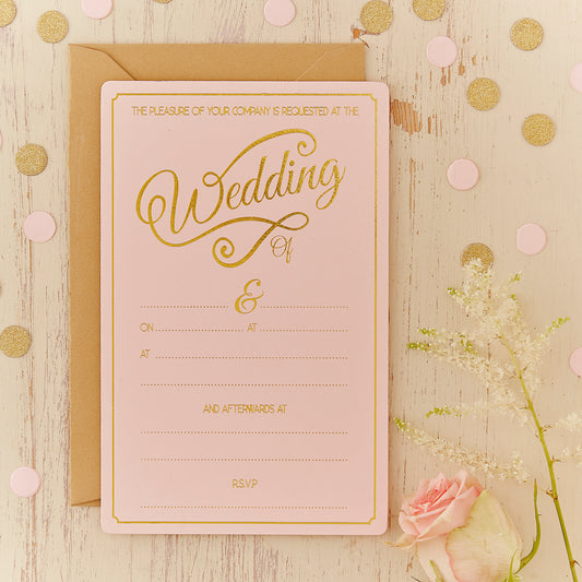 Gold Foiled Wedding Invitations - Pastel Perfection